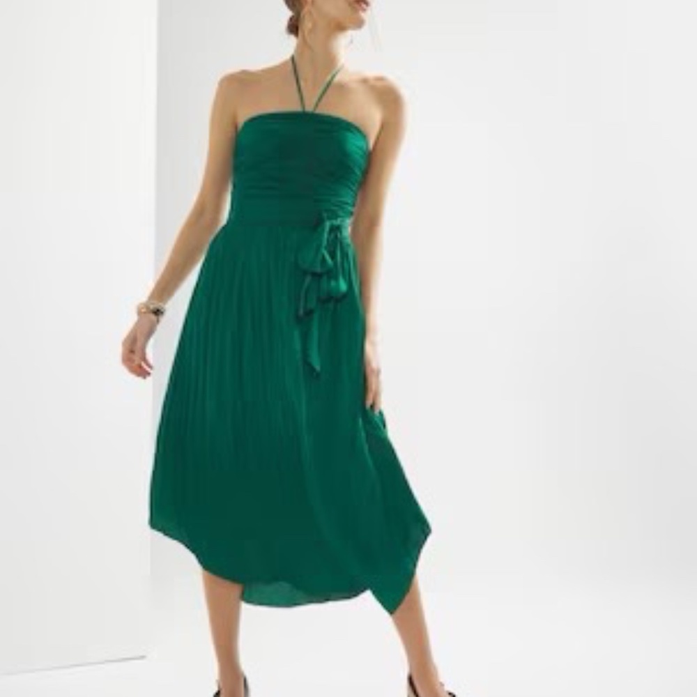 WHBM strapless pleated tie-waist dress size 10